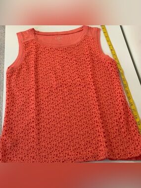 LOFT Petite Orange Lace Tank Top